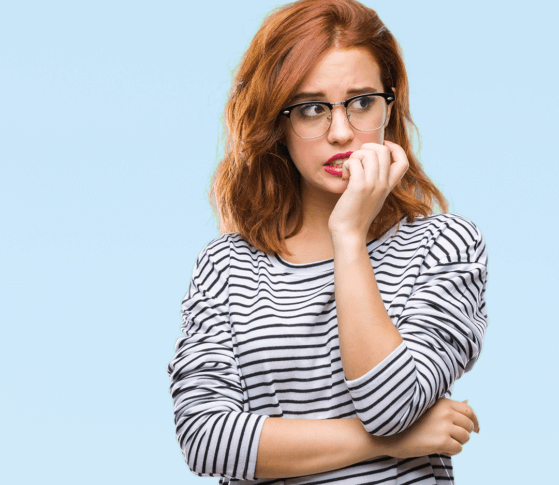 Young woman with anxiety looking worried