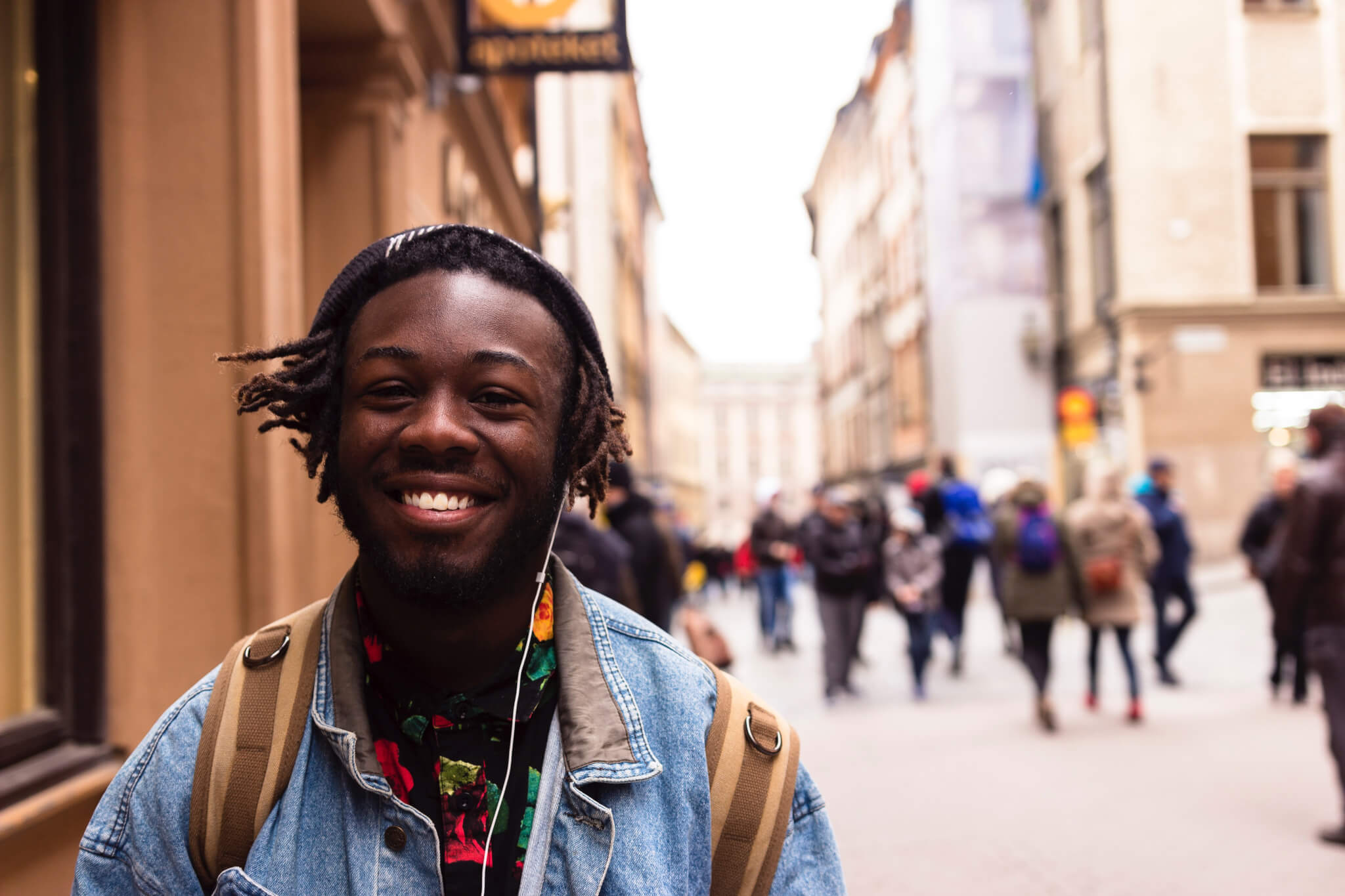 Young black man smiling 